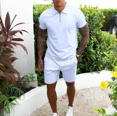 Men's Casual Short-sleeved Slim Shorts Suit